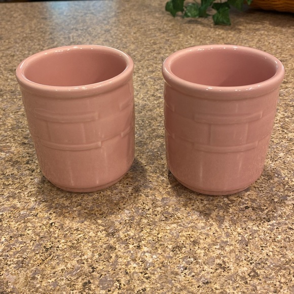 2 Longaberger Pink Mugs Woven Traditions Vitrified Pottery  (Mugs Only) - Picture 10 of 17